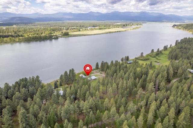 472 Snow Berry Ln, Usk, WA 99180 - drone / aerial view of a water and mountain view and a forest