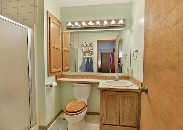 5024 E Ballard Rd, Colbert, WA 99005 - full bathroom featuring a shower stall, vanity, and tile patterned floors