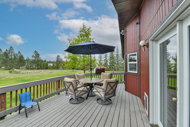 5024 E Ballard Rd, Colbert, WA 99005 - wooden deck featuring outdoor dining area and a yard