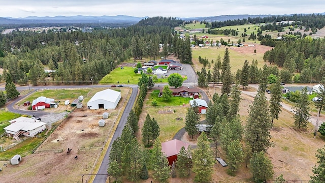 5024 E Ballard Rd, Colbert, WA 99005 - aerial overview of property's location with a mountain backdrop and rural landscape