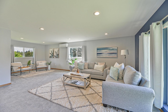 5024 E Ballard Rd, Colbert, WA 99005 - living area with an AC wall unit, recessed lighting, and carpet floors