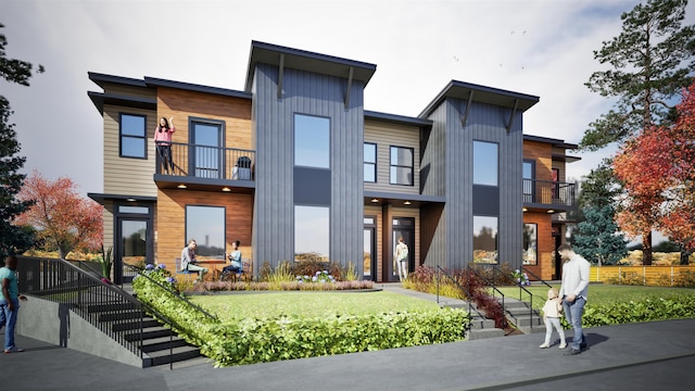 3201 E 30th Ave Unit 3201E 30Th, Ave Adu, Spokane, WA 99223 - contemporary home with a balcony and a front yard