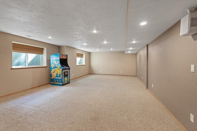 12914 E 36th Ave, Spokane Valley, WA 99206 - below grade area with carpet floors, baseboards, recessed lighting, and a textured ceiling