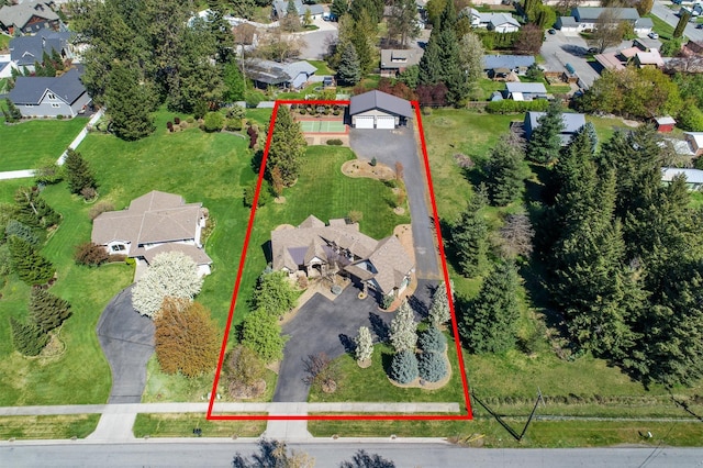 1467 E Lacey Ave, Hayden, ID 83835 - aerial perspective of suburban area featuring property boundaries highlighted
