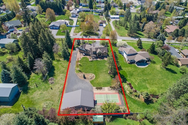1467 E Lacey Ave, Hayden, ID 83835 - aerial perspective of suburban area featuring property boundaries highlighted