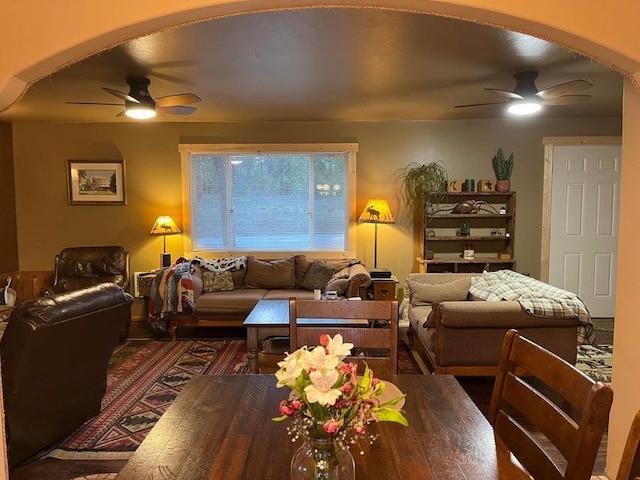 1654 Southshore Diamond Lake Rd, Newport, WA 99156 - living area featuring ceiling fan and arched walkways