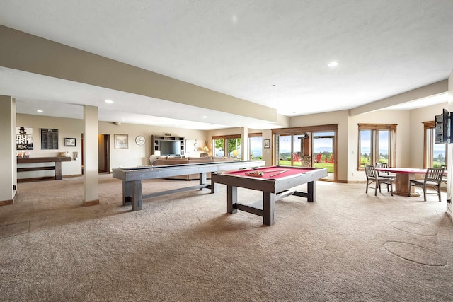 16510 N Brannon Ln, Spokane, WA 99208 - game room featuring billiards, light colored carpet, recessed lighting, and baseboards
