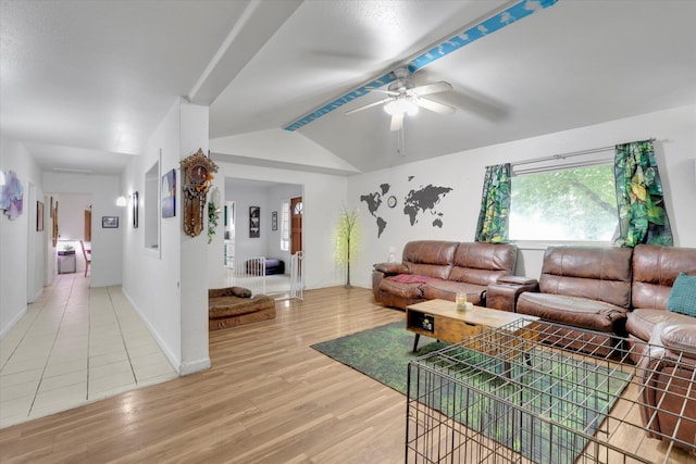 228 W Poplar St, Tekoa, WA 99033 - living area with a ceiling fan, light wood-style flooring, and baseboards