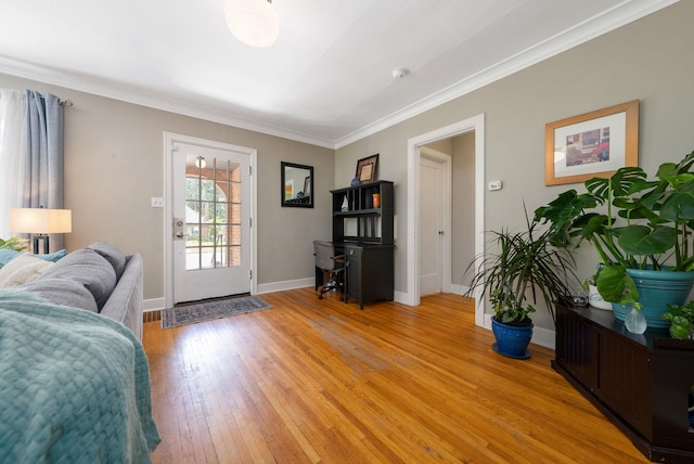 918 W 18th Ave, Spokane, WA 99203 - living area with ornamental molding, light wood finished floors, and baseboards