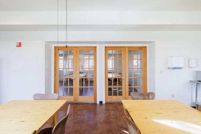 317 College Ave, Cheney, WA 99004 - dining room with french doors and concrete floors