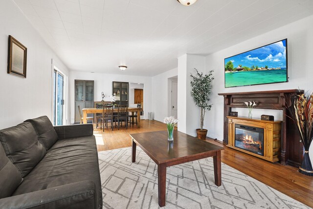 2108 E Pacific Avenue 2110E Pacific Ave Spokane, Wa 99202, Spokane, WA 99202 - living area featuring a glass covered fireplace and wood finished floors