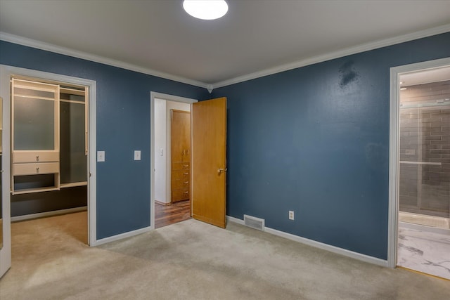 17614 N Palomino Rd, Colbert, WA 99005 - unfurnished bedroom with ornamental molding, carpet floors, connected bathroom, baseboards, and a closet