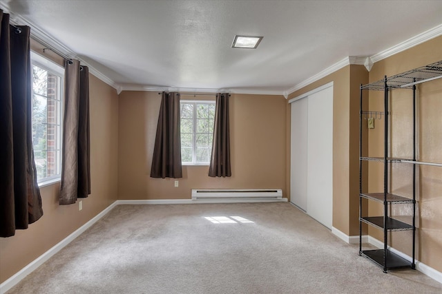 17614 N Palomino Rd, Colbert, WA 99005 - unfurnished room featuring a baseboard heating unit, carpet floors, crown molding, and baseboards