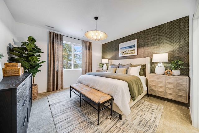 16393 E 30th Ln, Spokane Valley, WA 99037 - bedroom with light colored carpet, baseboards, and wallpapered walls