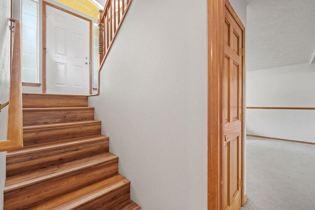 6831 N Cambridge Ln, Spokane, WA 99208 - staircase featuring carpet floors