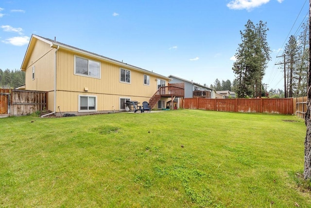 6831 N Cambridge Ln, Spokane, WA 99208 - back of house featuring stairway and a wooden deck