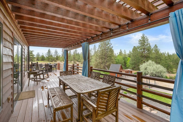 16010 W Jade Ln, Medical Lake, WA 99022 - wooden deck featuring outdoor dining area and a pergola