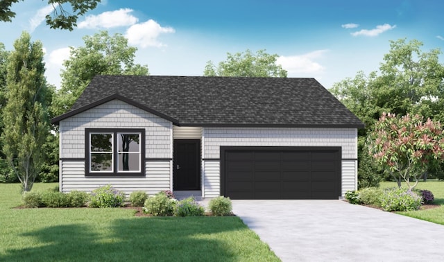 712 E L St, Deer Park, WA 99006 - view of front of home with a garage, a front yard, driveway, and a shingled roof