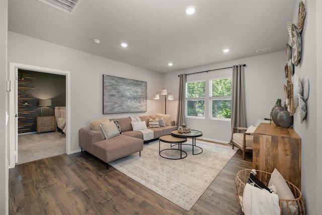 3719 S Keller Ln, Spokane Valley, WA 99206 - living area with recessed lighting, dark wood-type flooring, and baseboards