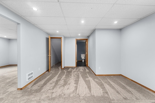 525 Quail Loop, Newport, WA 99156 - finished below grade area featuring carpet floors, baseboards, a drop ceiling, and recessed lighting