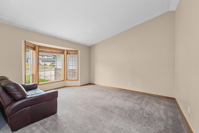 525 Quail Loop, Newport, WA 99156 - living room with carpet, lofted ceiling, and baseboards