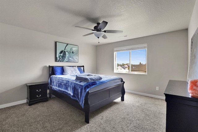 1105 S Oswald St, Spokane, WA 99224 - bedroom featuring baseboards, carpet, a textured ceiling, and a ceiling fan