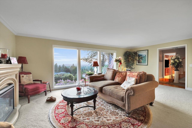 2205 S Conklin Rd, Spokane Valley, WA 99037 - living room featuring carpet and crown molding