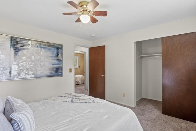 13304 E Desmet Ave, Spokane Valley, WA 99216 - carpeted bedroom featuring a closet, baseboards, and a ceiling fan