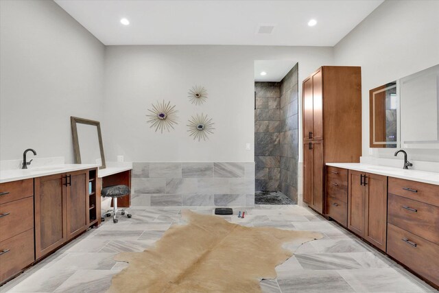 5110 W Hayden Ln, Spokane, WA 99208 - full bath featuring two vanities, walk in shower, and recessed lighting