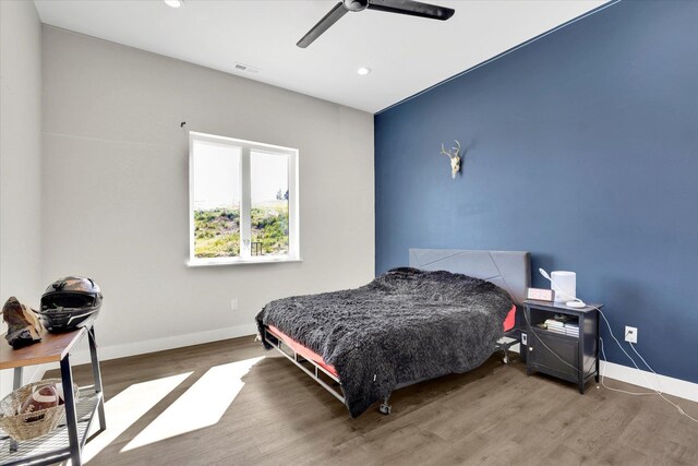 5110 W Hayden Ln, Spokane, WA 99208 - bedroom featuring wood finished floors, baseboards, recessed lighting, and ceiling fan
