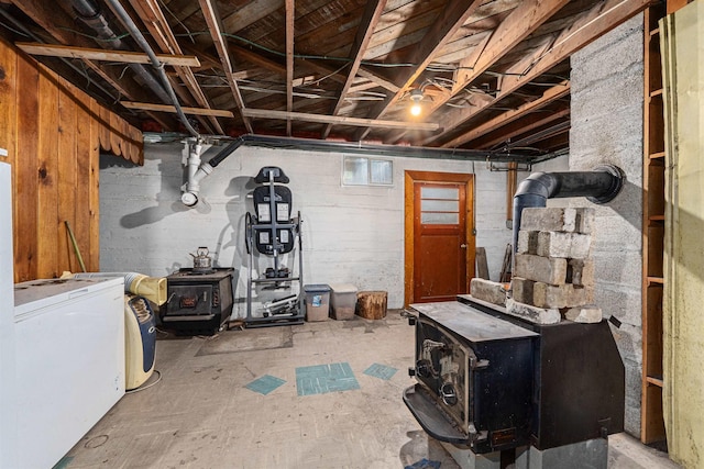 705 Old Kettle Rd, Kettle Falls, WA 99114 - below grade area with a wood stove