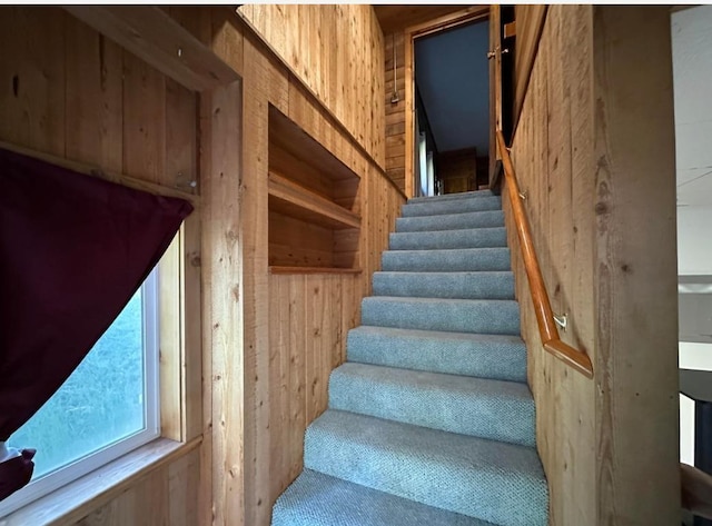 2267 Hawks Rd, Colville, WA 99114 - staircase featuring wood walls