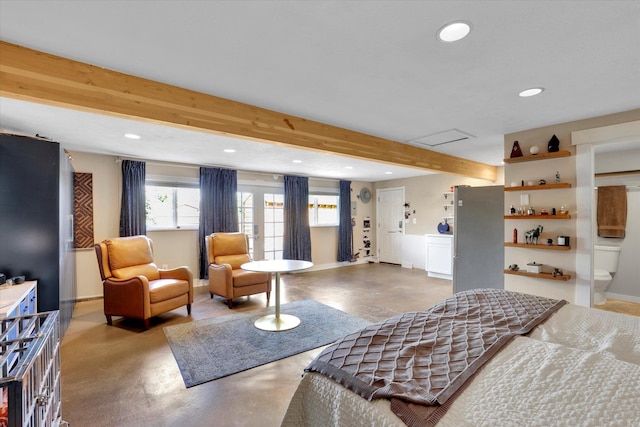 7311 E Fairview Ave, Spokane Valley, WA 99212 - living area with recessed lighting, beam ceiling, concrete floors, and baseboards