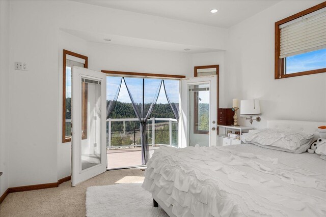 16503 W Bluebird Ln, Spokane, WA 99224 - bedroom featuring access to outside, light carpet, recessed lighting, and baseboards