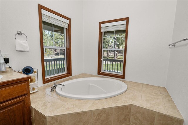 16503 W Bluebird Ln, Spokane, WA 99224 - full bathroom with a garden tub, vanity, and healthy amount of natural light