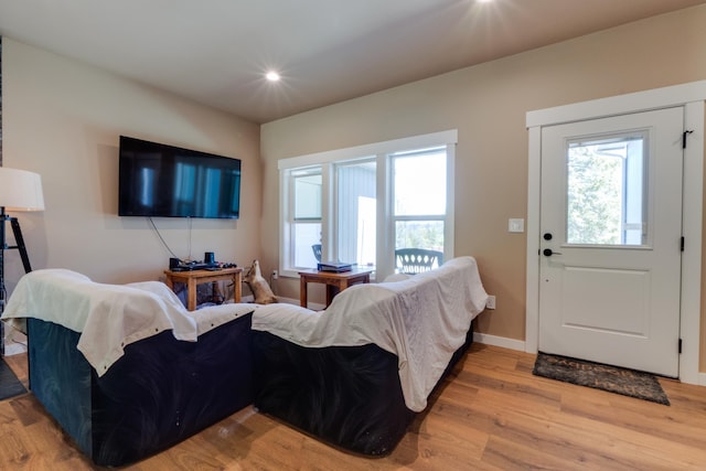 33319 N Conklin Rd, Elk, WA 99009 - living area featuring light wood-style floors, recessed lighting, and baseboards