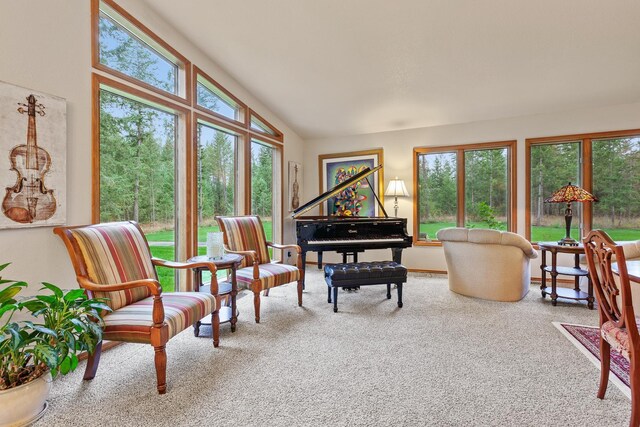 5999 E Roger Dr, Post Falls, ID 83854 - sitting room featuring plenty of natural light, carpet, and vaulted ceiling