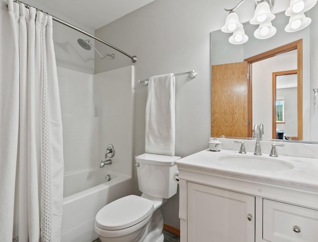 13013 E 37th Ct, Spokane Valley, WA 99206 - bathroom featuring toilet, shower / bath combination with curtain, and vanity