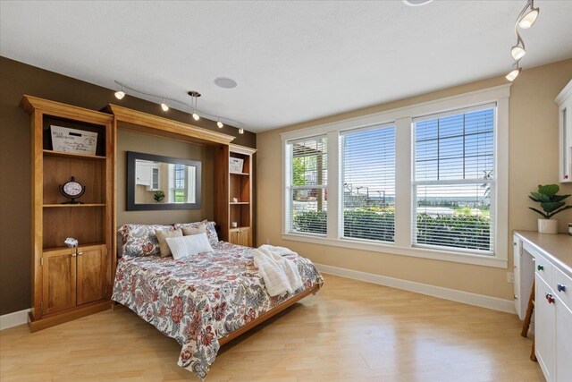 3311 E Chisholm Ln, Spokane, WA 99223 - bedroom with rail lighting, light wood-type flooring, and baseboards
