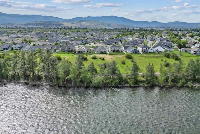 19661 E Riverwalk Ave, Liberty Lake, WA 99016 - aerial overview of property's location with nearby suburban area and a water and mountain view