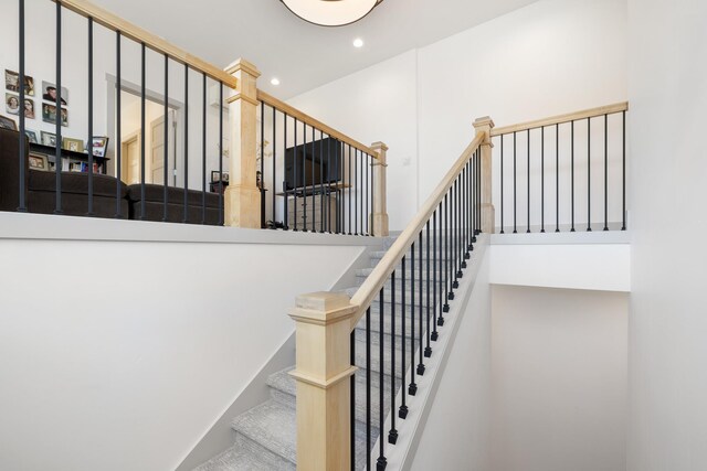 2418 N Atlas Rd, Coeur D Alene, ID 83814 - corridor with an upstairs landing, carpet, recessed lighting, and baseboards