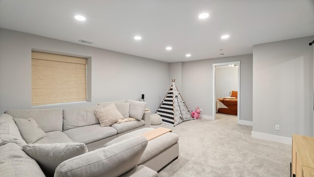 4011 S University Ct, Spokane Valley, WA 99206 - living area featuring recessed lighting, light colored carpet, and baseboards