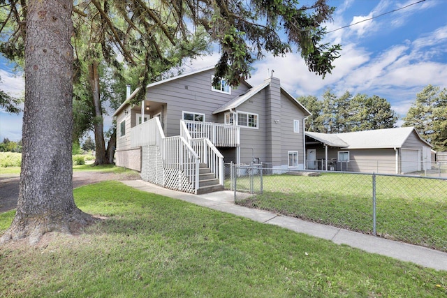 4606 S Grove Rd, Spokane, WA 99224 - view of front of home with a chimney, stairs, a garage, and a porch