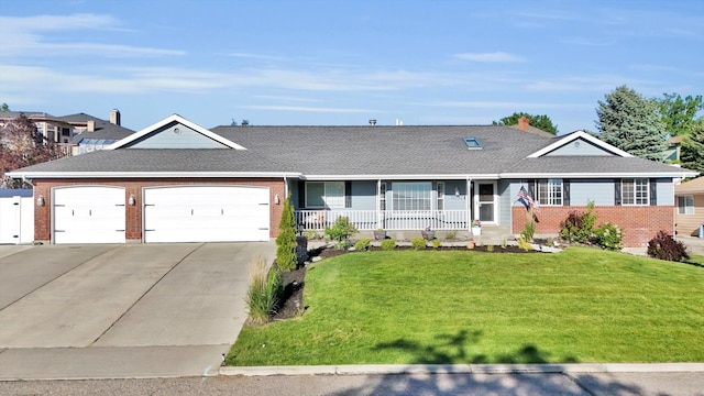 10102 N Comanche Dr, Spokane, WA 99208 - ranch-style house featuring brick siding, an attached garage, and a porch