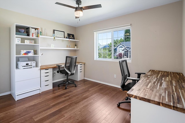 1725 N Mcmillan Ln, Spokane Valley, WA 99016 - office space with ceiling fan, dark wood-style flooring, and baseboards