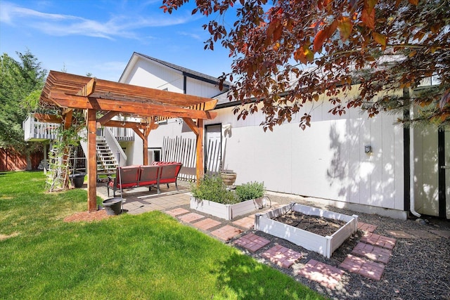 1725 N Mcmillan Ln, Spokane Valley, WA 99016 - view of yard featuring a patio area, a pergola, a garden, and outdoor lounge area