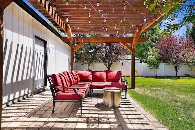 1725 N Mcmillan Ln, Spokane Valley, WA 99016 - view of patio with outdoor lounge area and a pergola
