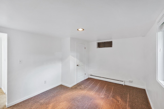 10401 N College Cir, Spokane, WA 99218 - carpeted empty room featuring baseboard heating, baseboards, and recessed lighting