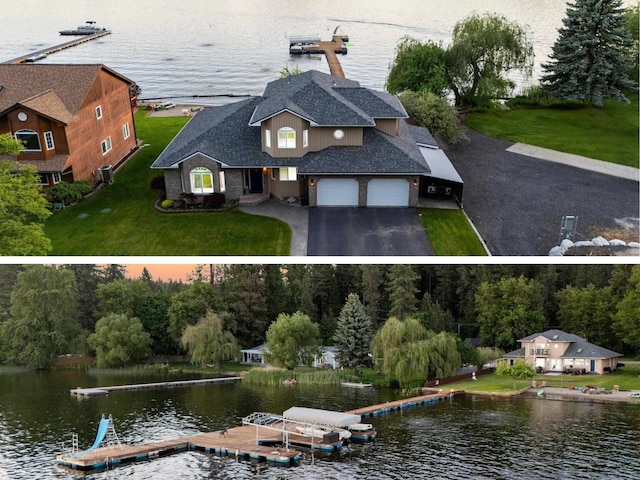 12621 N E Newman Lake Dr, Newman Lake, WA 99025 - view from above of property with a large body of water and property parcel outlined