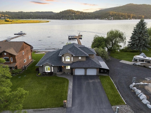 12621 N E Newman Lake Dr, Newman Lake, WA 99025 - aerial view at dusk of a water and mountain view